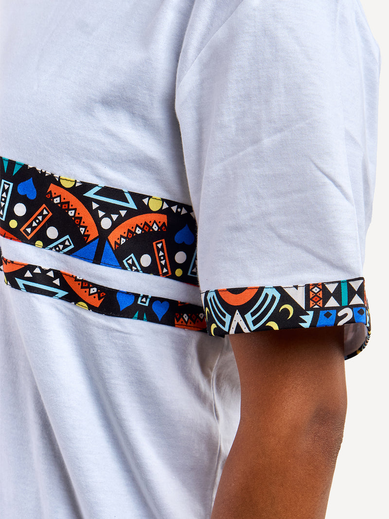 Kali Premium Ts: White with Blue Tribal 2 Strip