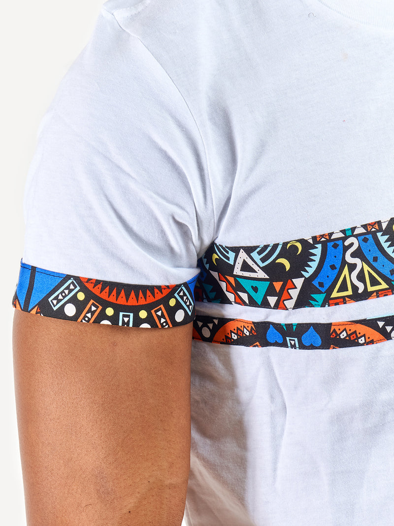 Kali Premium Ts: White with Blue Tribal 2 Strip