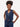 Ladies Linen Waistcoat: Navy with Navy Wave Print