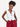 Ladies Linen Waistcoat: Off-White with Maroon Wave Print