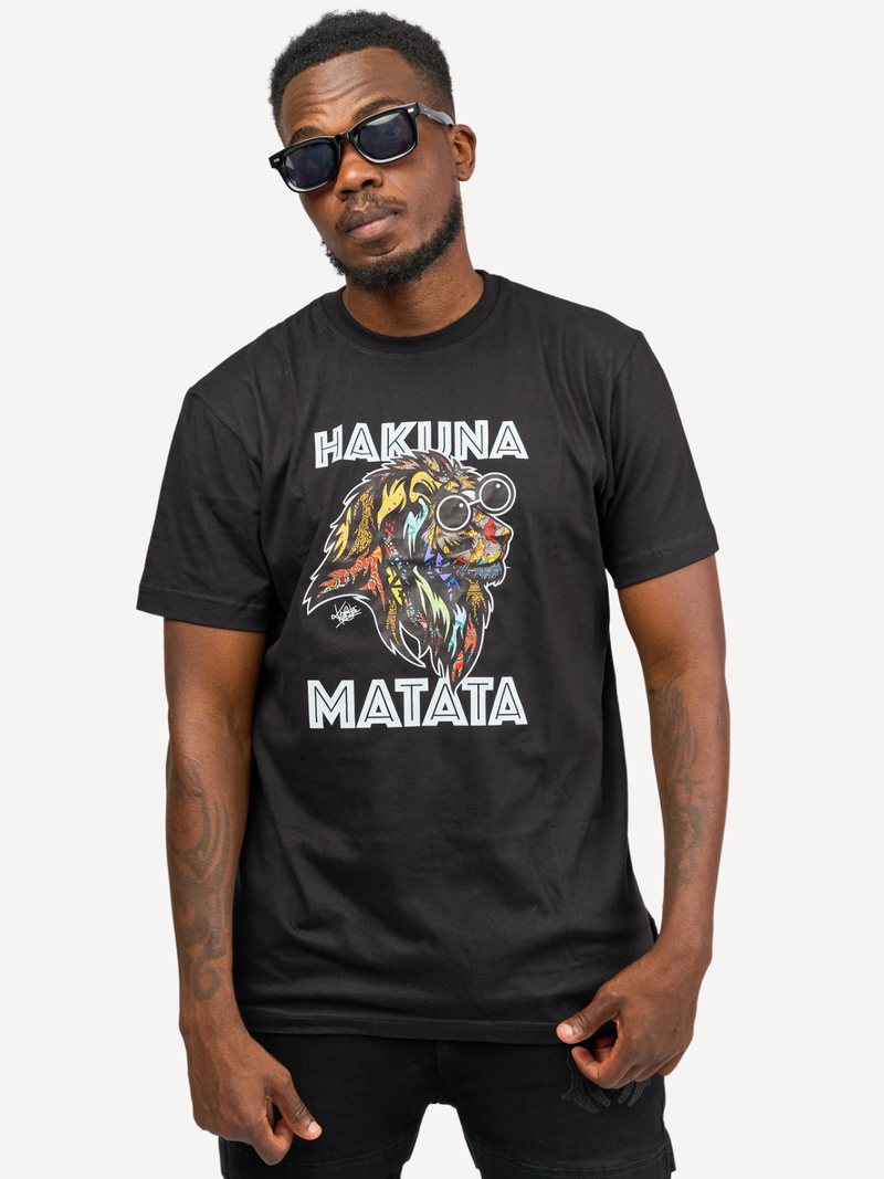 Kali Graphic Ts: Black with Hakuna Matata Simba