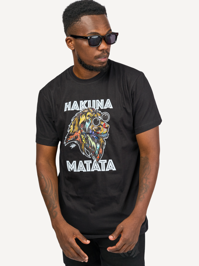 Kali Graphic Ts: Black with Hakuna Matata Simba