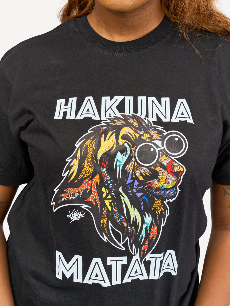 Kali Graphic Ts: Black with Hakuna Matata Simba