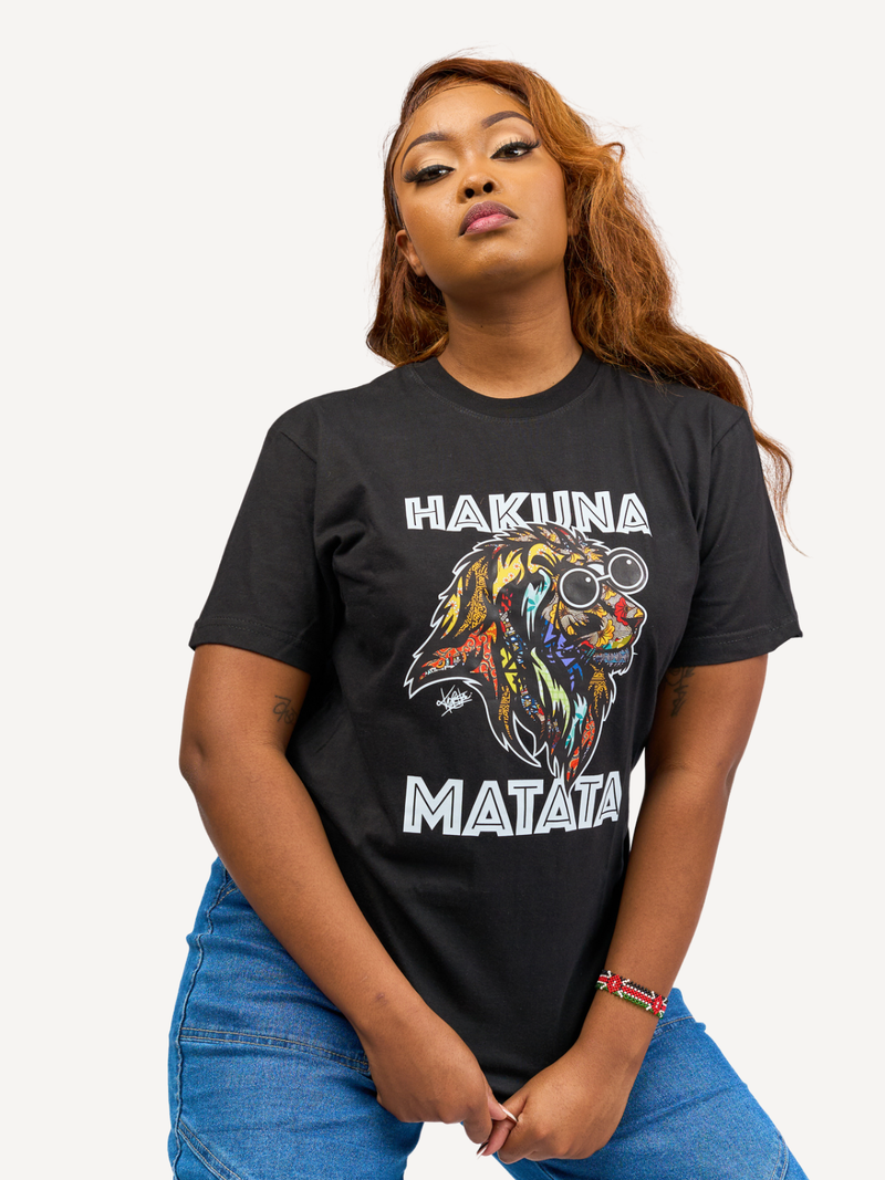 Kali Graphic Ts: Black with Hakuna Matata Simba