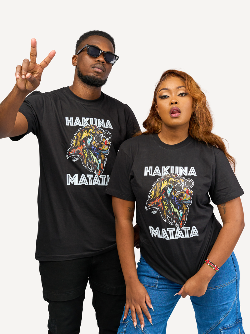 Kali Graphic Ts: Black with Hakuna Matata Simba