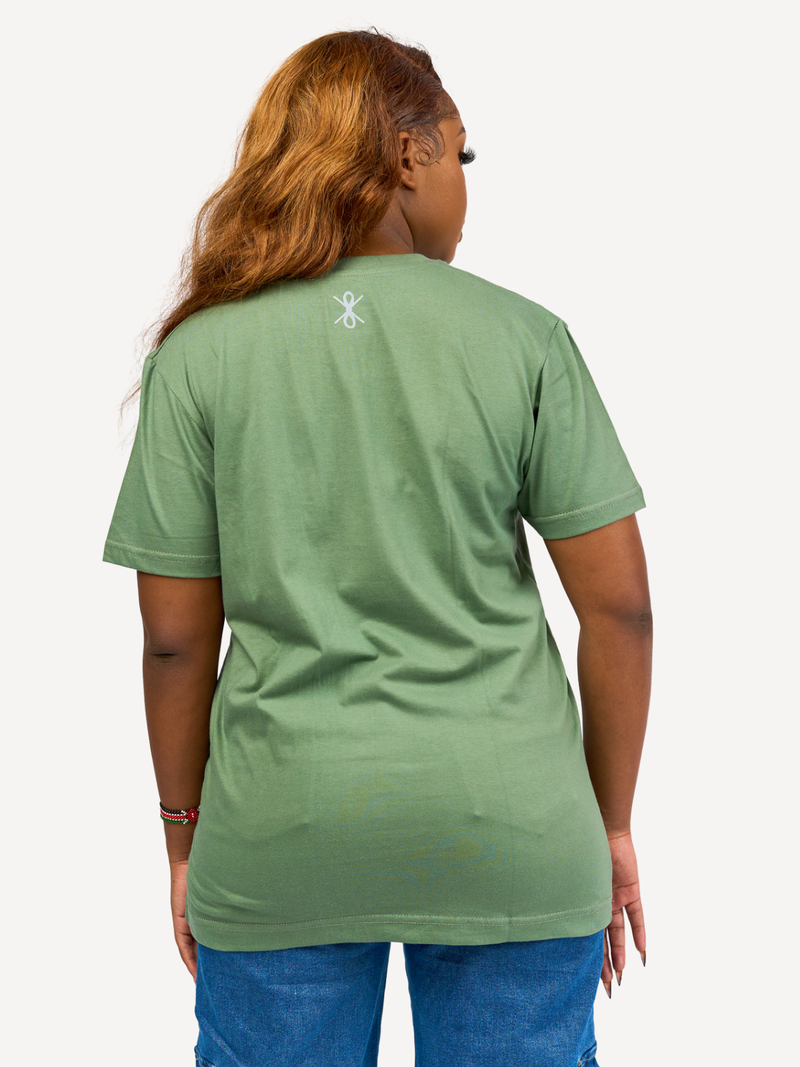 Kali Graphic Ts: Olive Green with African Map