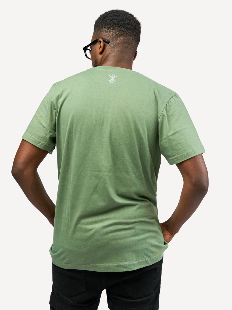 Kali Graphic Ts: Olive Green with African Map