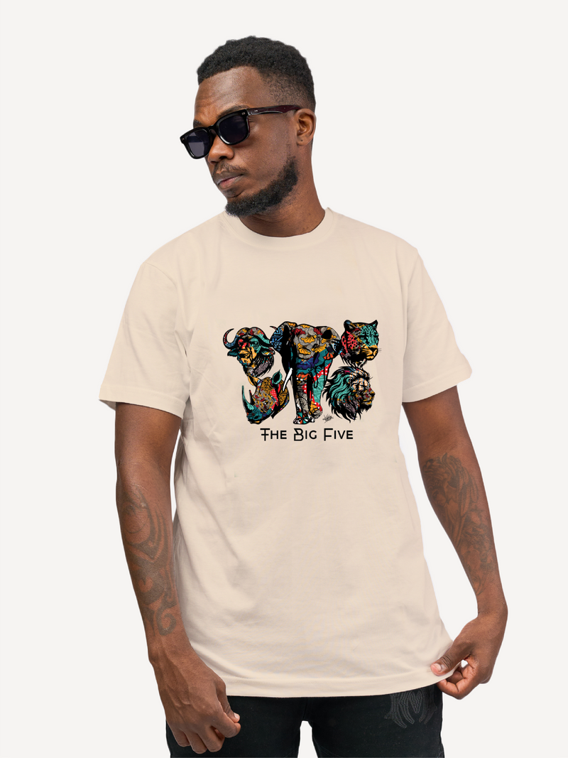 Kali Graphic Ts: Beige with Big Five