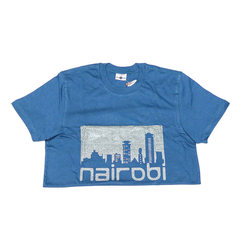Kali Graphic Ts: Petrol Blue with Nairobi