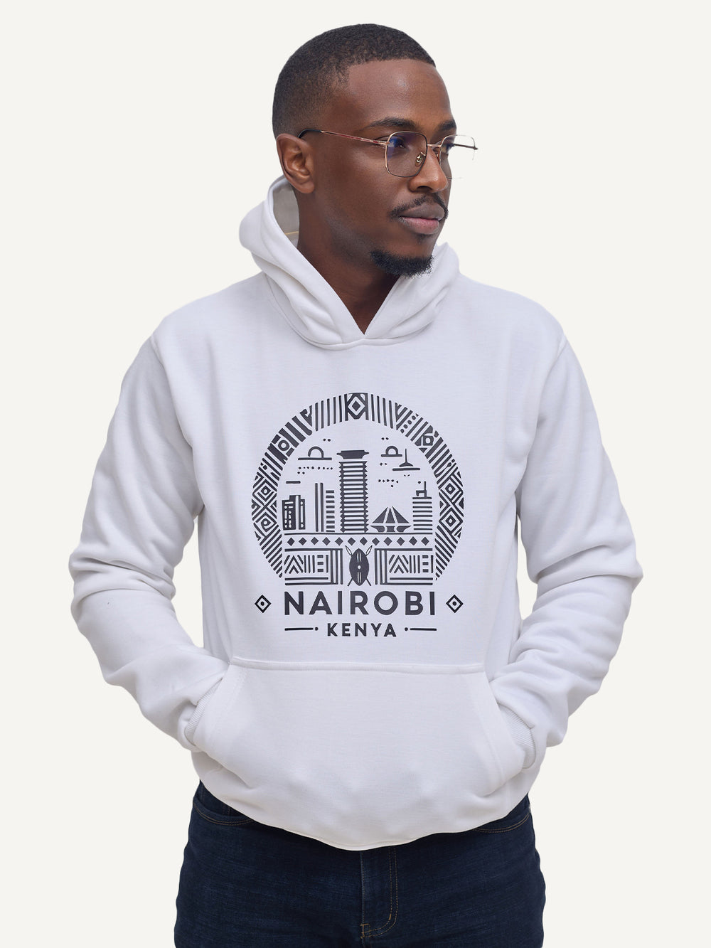 Kali Graphic Hoodies: White with Nairobi II