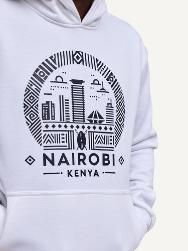 Kali Graphic Hoodies: White with Nairobi II