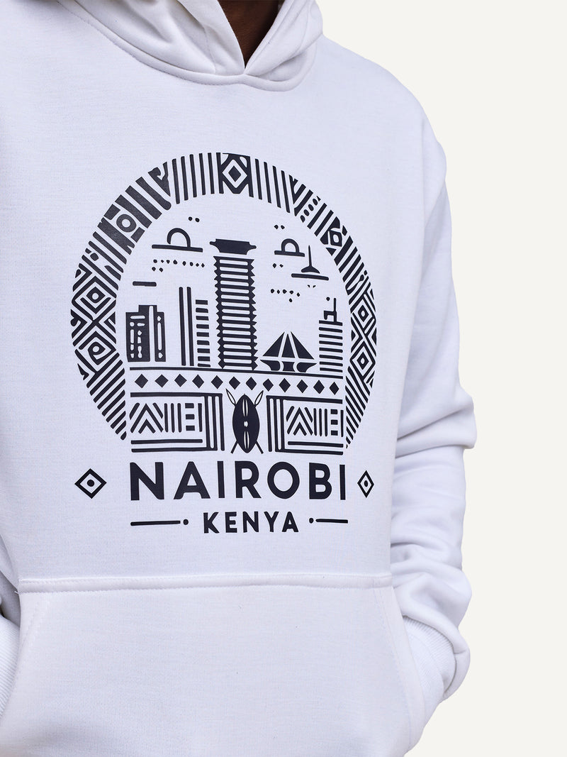 Kali Graphic Hoodies: White with Nairobi II