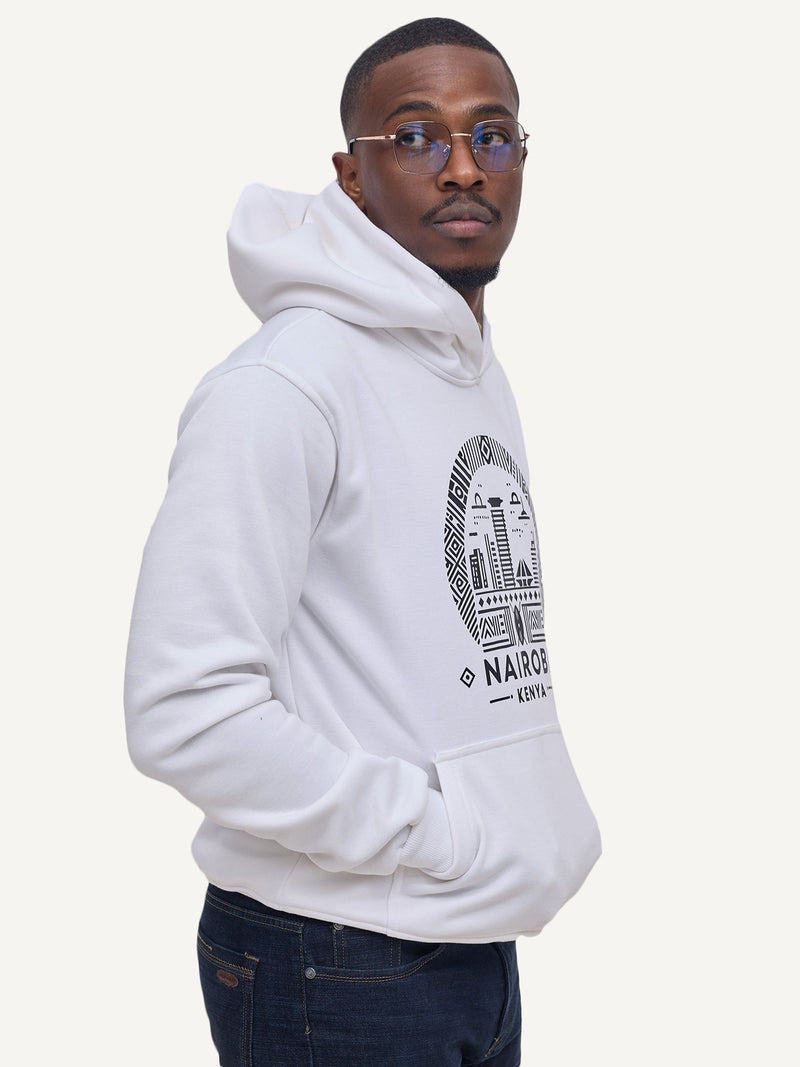 Kali Graphic Hoodies: White with Nairobi II