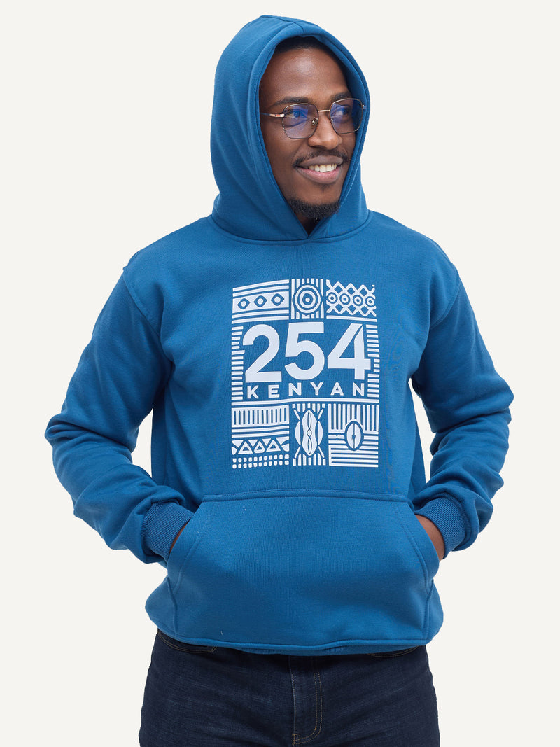 Kali Graphic Hoodies: Petrol Blue with 254