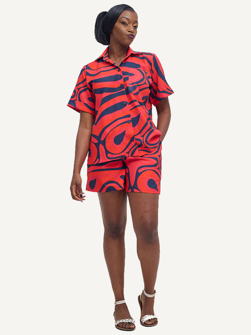 Ladies: Co-Ord Shorts - Tropical Wave