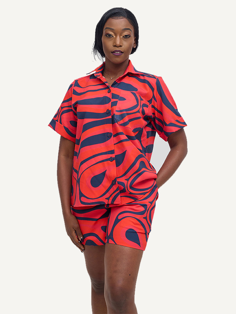 Ladies: Co-Ord Top - Tropical Wave