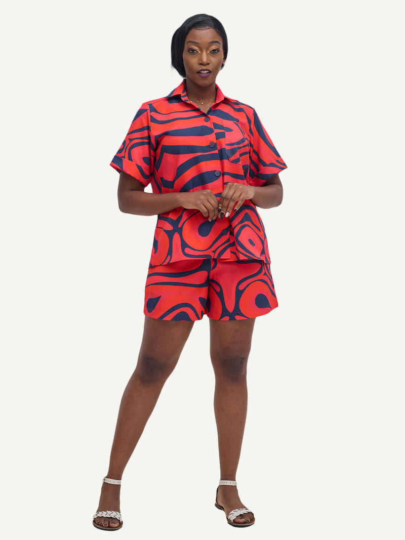 Ladies: Co-Ord Top - Tropical Wave