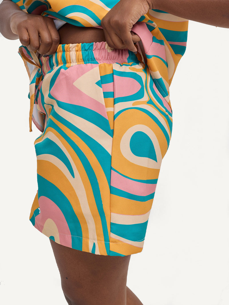 Ladies: Co-Ord Top - Tropical Green Wave