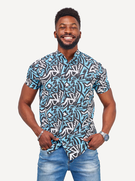 KaliShirts: Blue & White KK Print