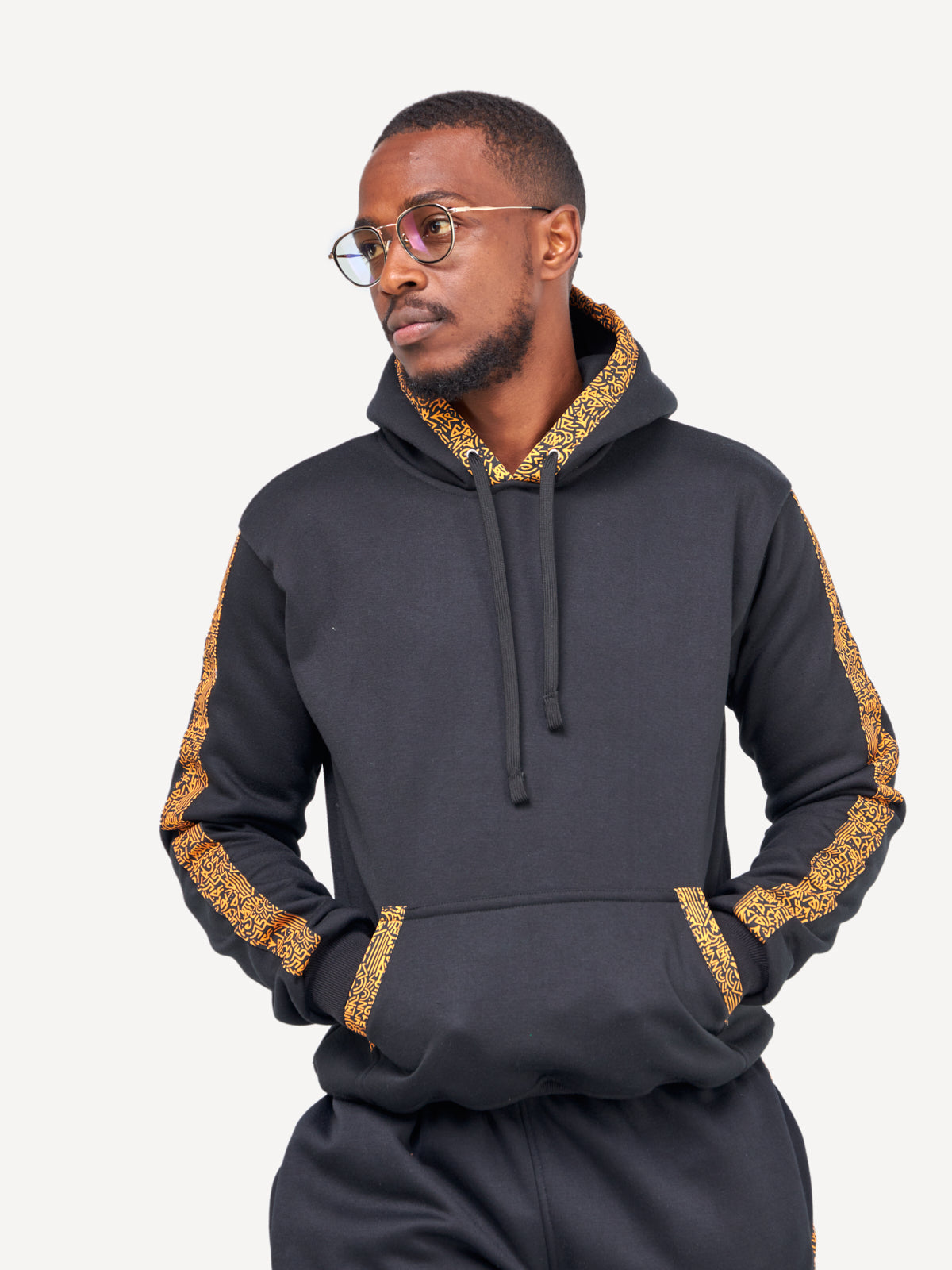 Kali Hoodies: Black with Gold KK Print (SLEEVES)