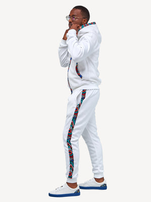 Kali Sweats: Pants - White with Blue Tribal