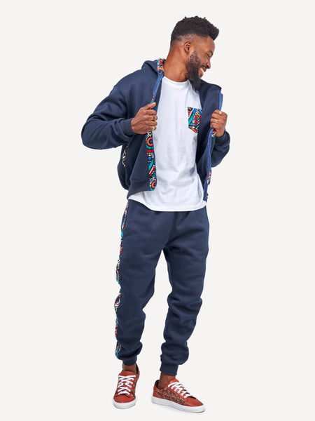 Kali Zipper Hoodies: Navy with Blue Tribal