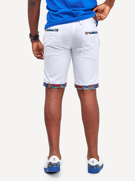 Kali Shorts: White with Blue Tribal