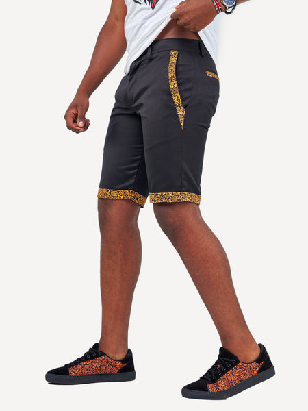 Kali Shorts: Black with Gold KK Print