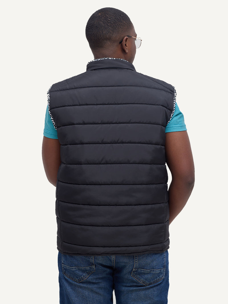 Kali Men's Sleeveless Gilet: Black with B&W