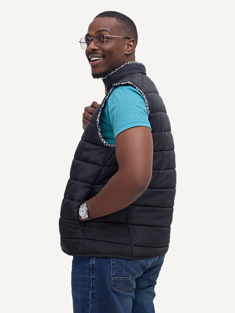 Kali Men's Sleeveless Gilet: Black with B&W