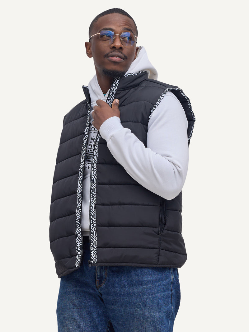 Kali Men's Sleeveless Gilet: Black with B&W