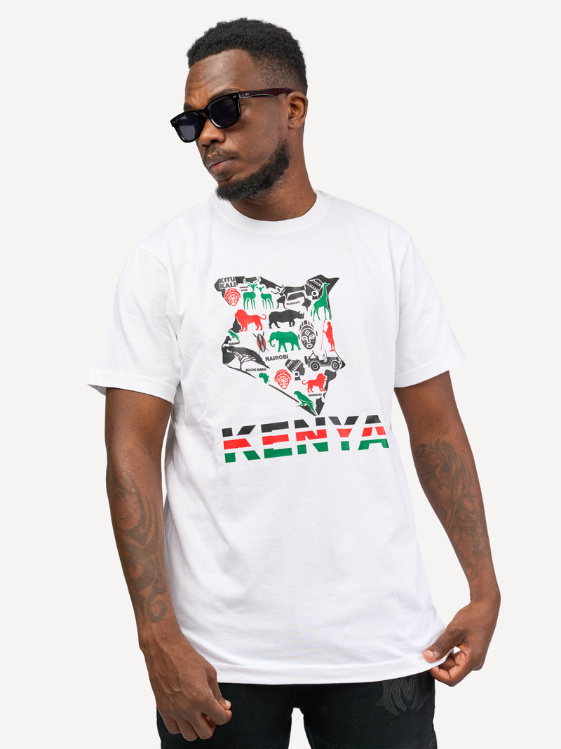 Kali Graphic Ts: White with Kenya Map