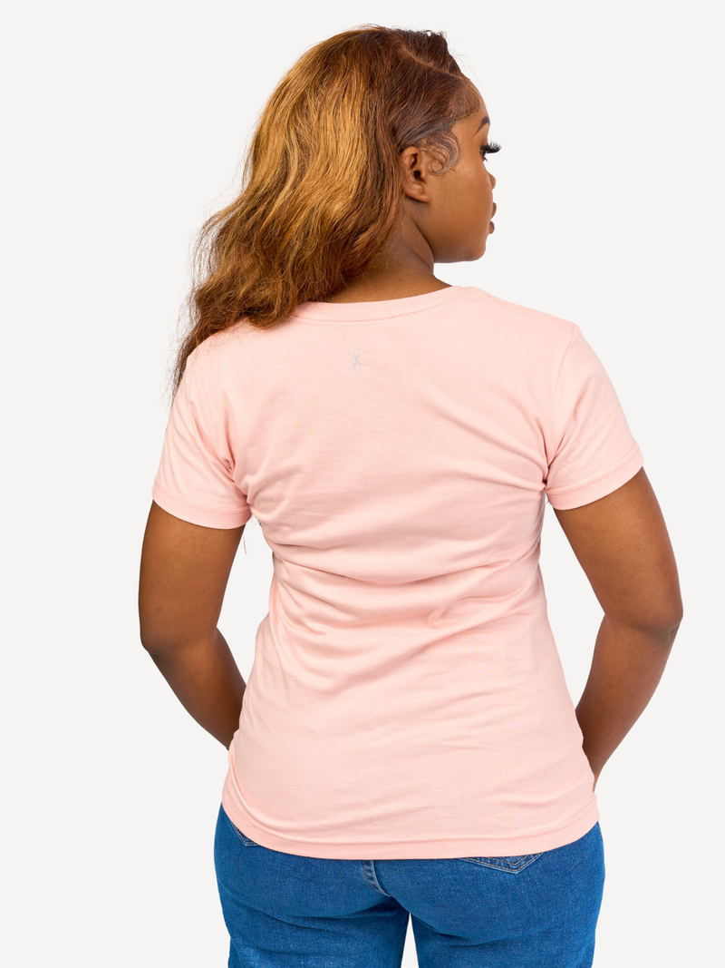 Ladies Graphic Ts: Baby pink with Twiga