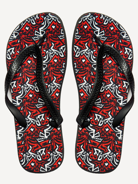 Red KK Print - Flip Flops