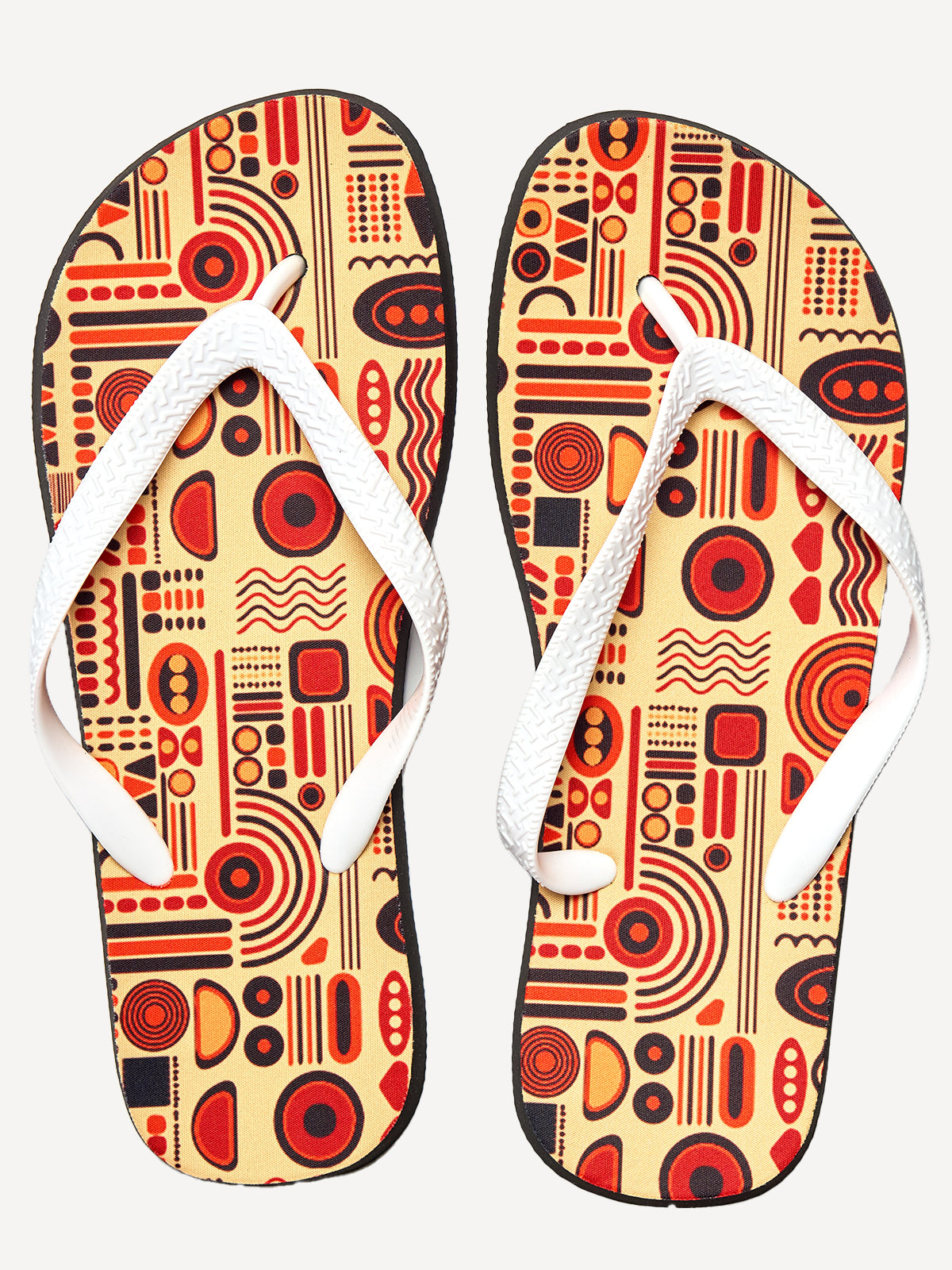 Beige Print - Flip Flops