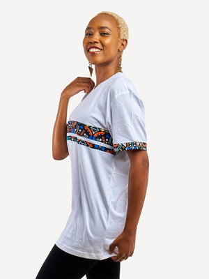 Kali Premium Ts: White with Blue Tribal 2 Strip