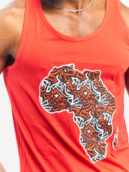 Kali Tanks: Red with Africa Map (Red Print)