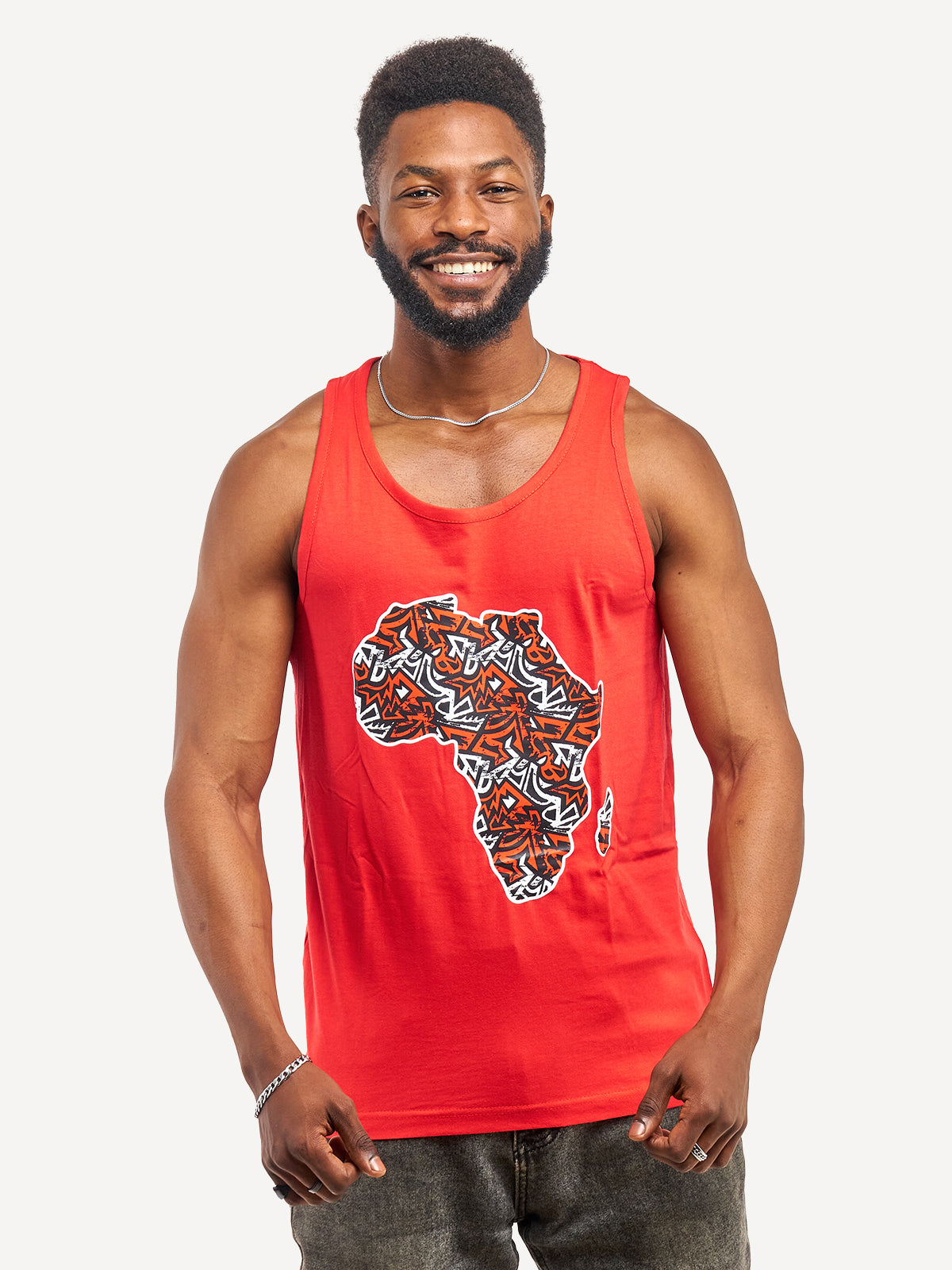 Kali Tanks: Red with Africa Map (Red Print)