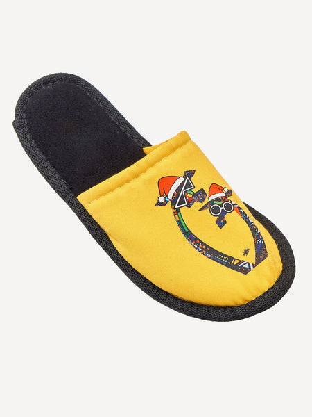 Yellow Christmas Twiga - Bedroom Slippers