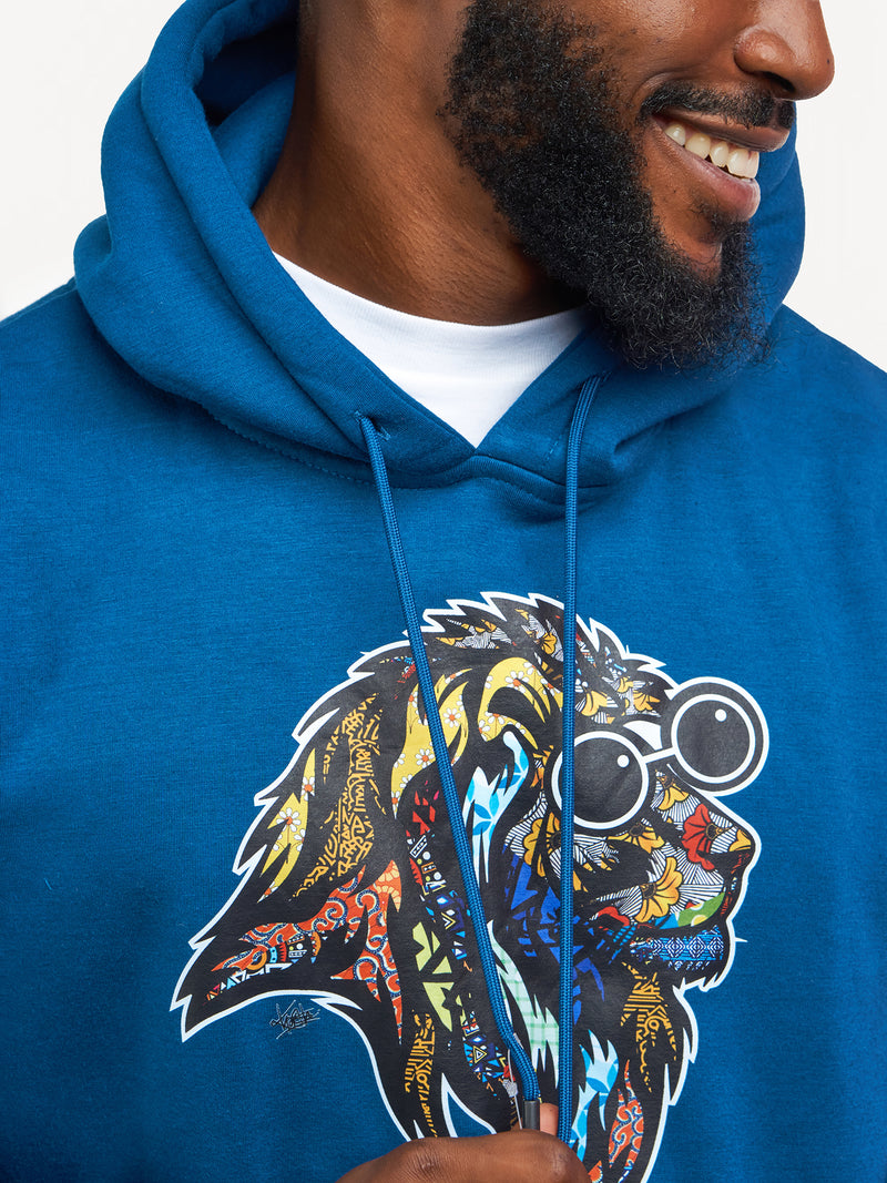 Kali Graphic Hoodies: Petrol Blue with Simba