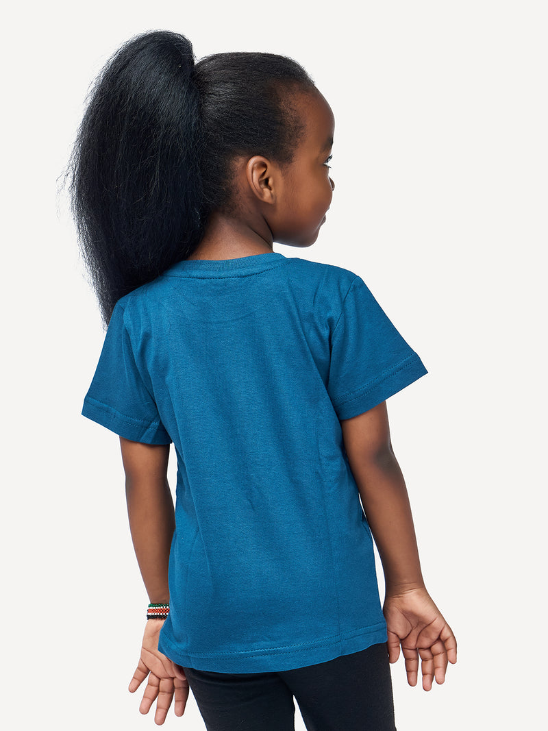 Kali Kids Ts: Petrol Blue with Twiga