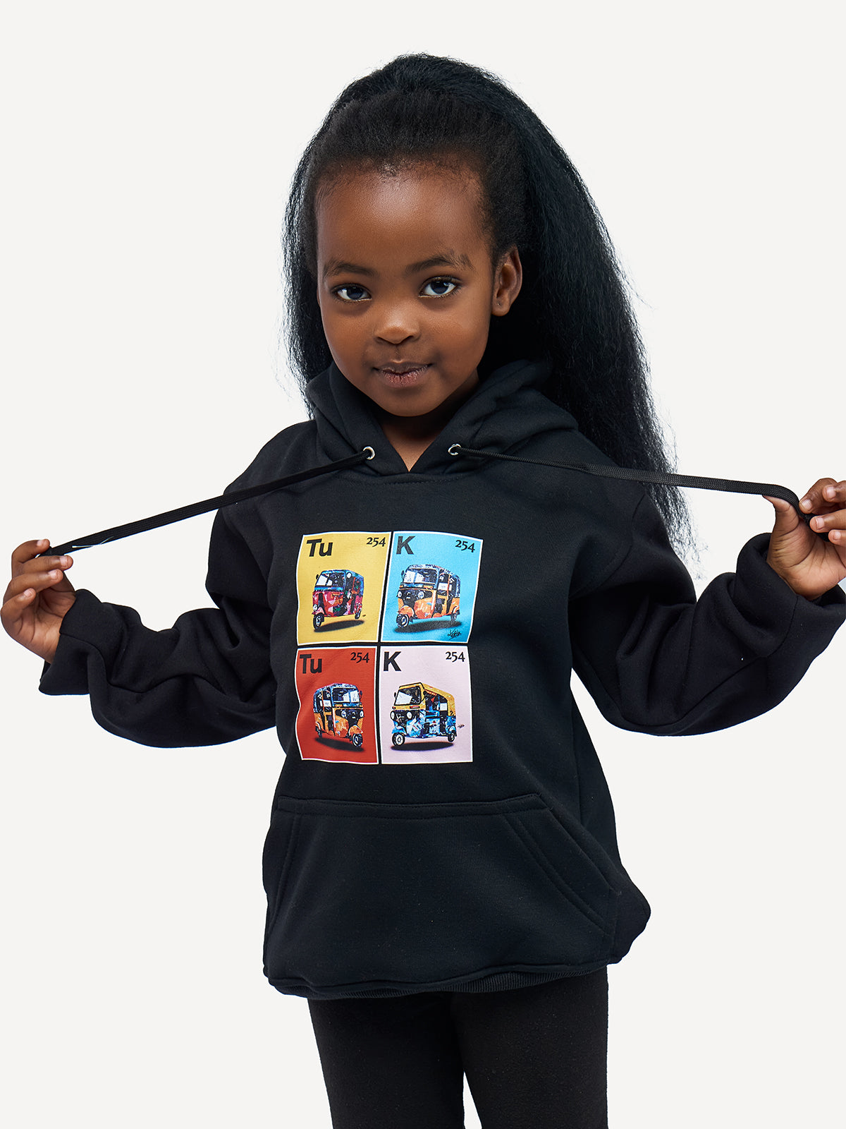 Kali Kids Graphic Hoodies: Black with Tuk Tuk