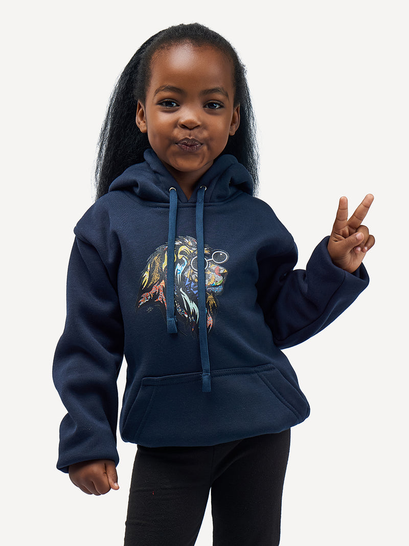 Kali Kids Graphic Hoodies: Navy with Simba