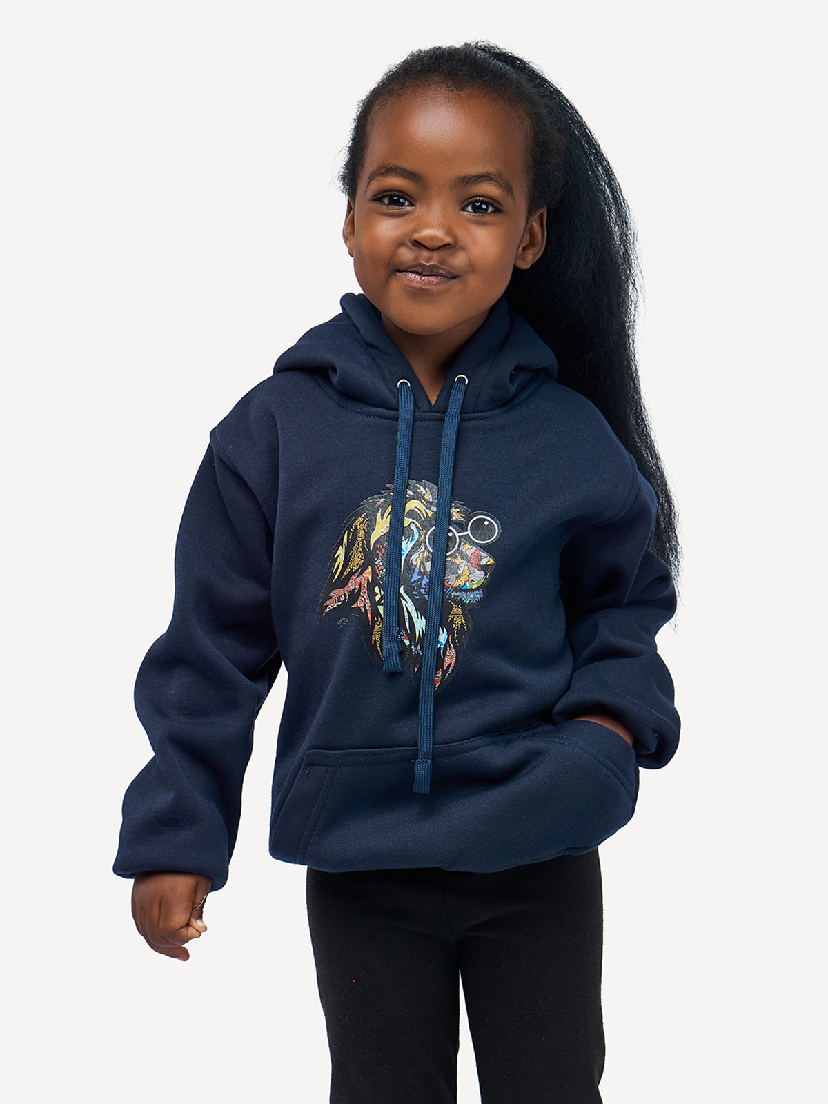 Kali Kids Graphic Hoodies: Navy with Simba