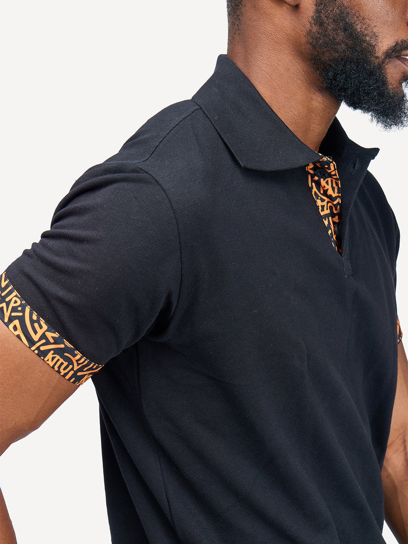 Kali Premium Polos: Black with Gold KK (Collars)