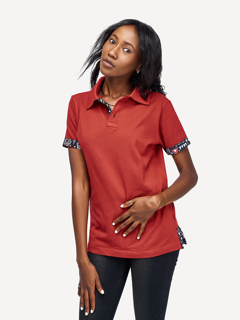 Kali Premium Polos: Terracotta With Red & Grey KK