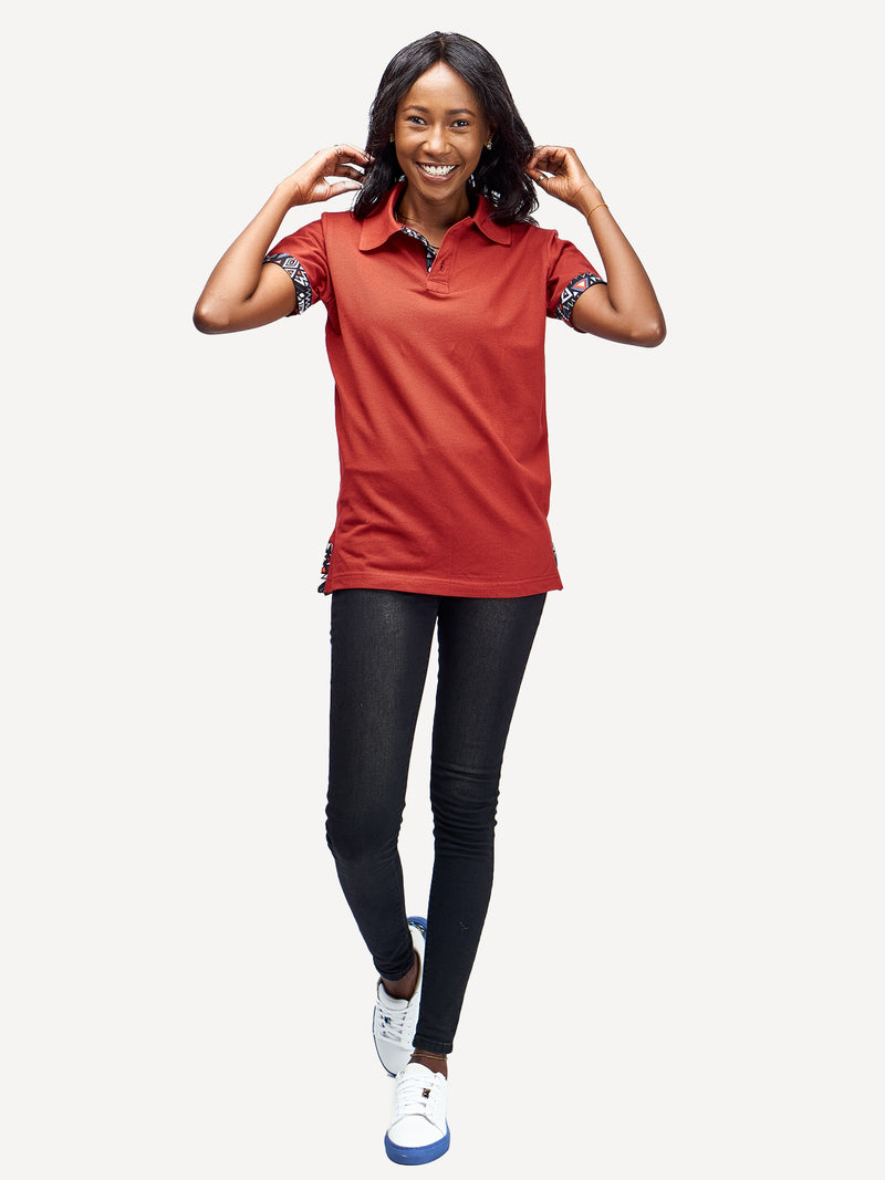 Kali Premium Polos: Terracotta With Red & Grey KK