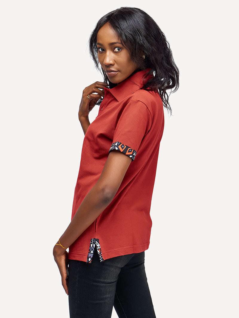 Kali Premium Polos: Terracotta With Red & Grey KK