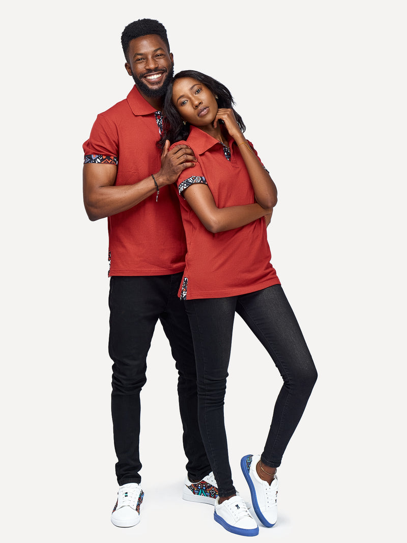 Kali Premium Polos: Terracotta With Red & Grey KK