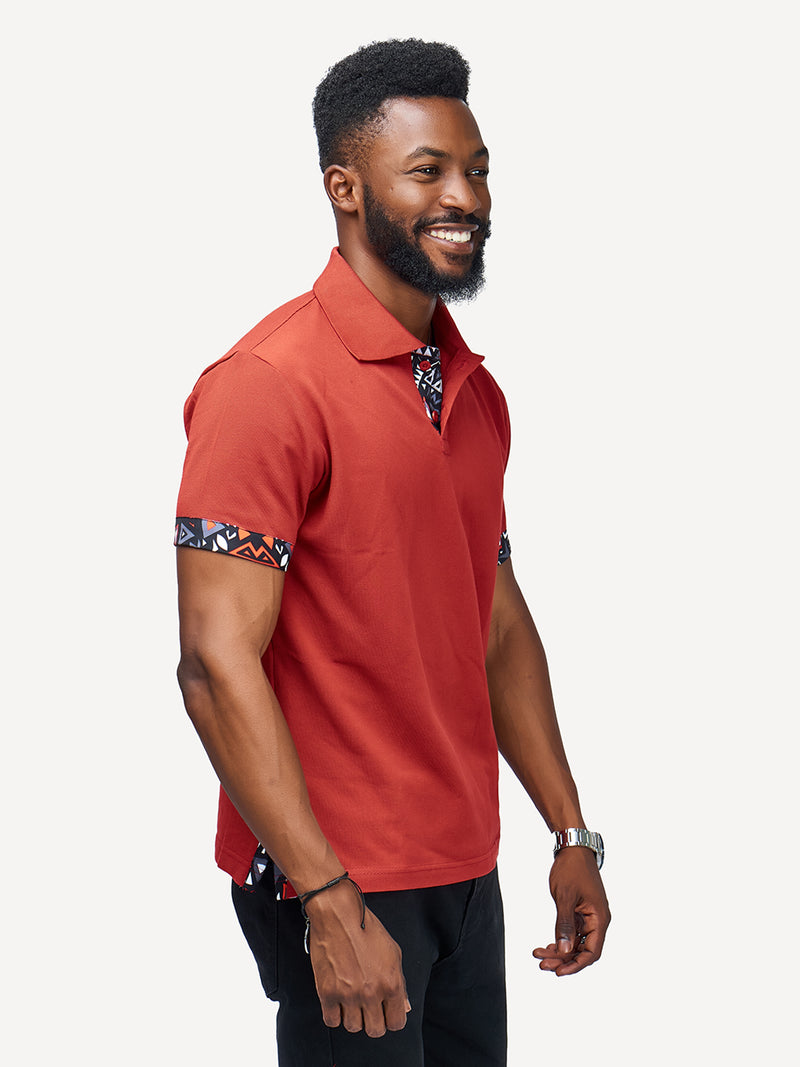 Kali Premium Polos: Terracotta With Red & Grey KK